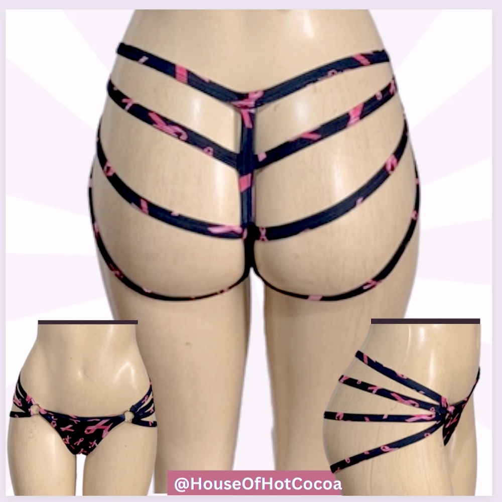 4 Strap Spider Thong / Breast Cancer Awareness / Handcrafted by Designer Ho…